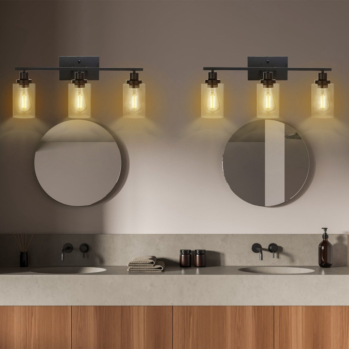 3 Light Wall Sconce Lighting with Clear Glass