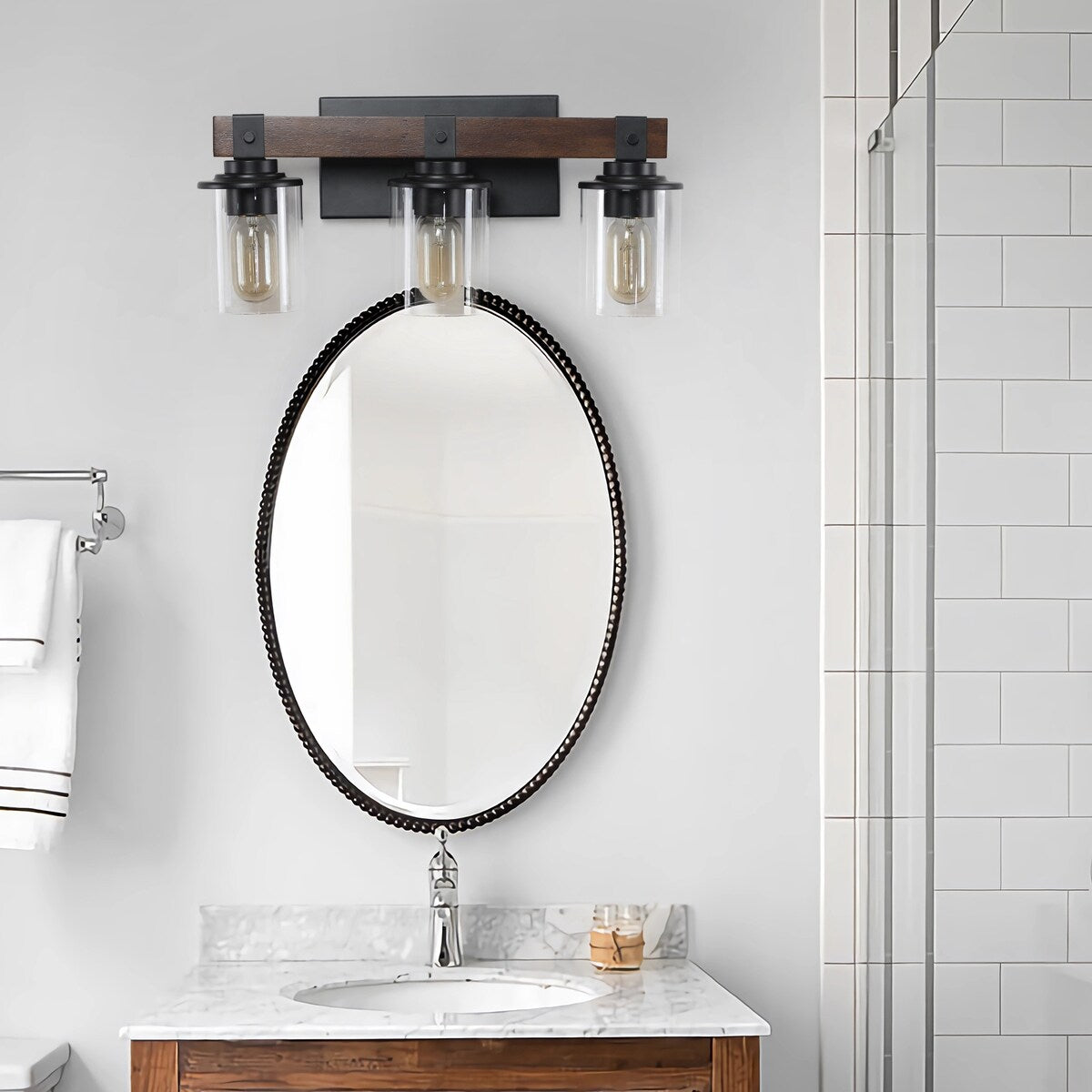 3-Lights Farmhouse Vanity Lights,Rustic Bathroom Light