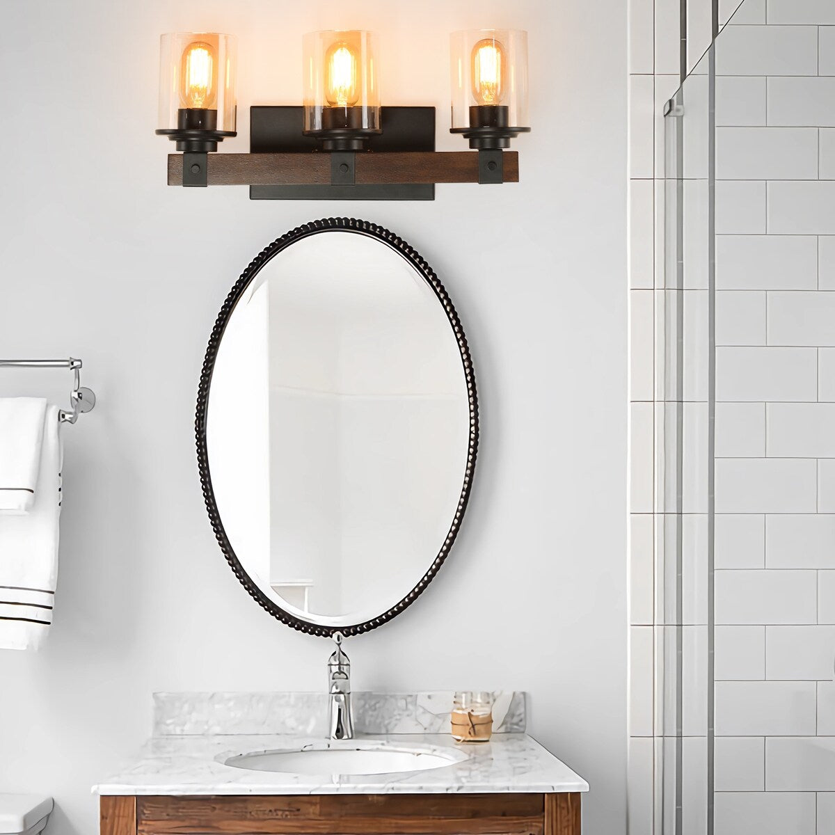 3-Lights Farmhouse Vanity Lights,Rustic Bathroom Light