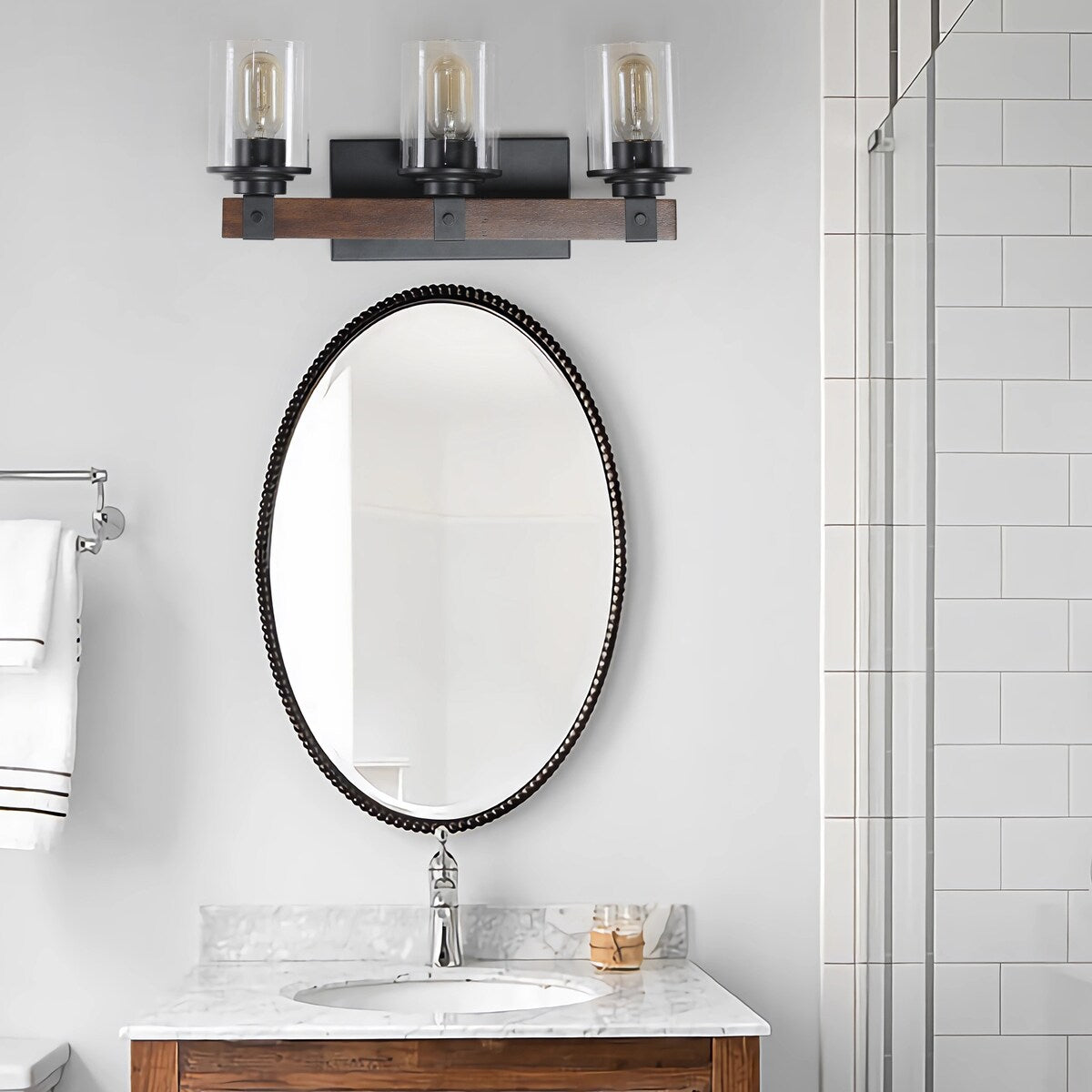 3-Lights Farmhouse Vanity Lights,Rustic Bathroom Light