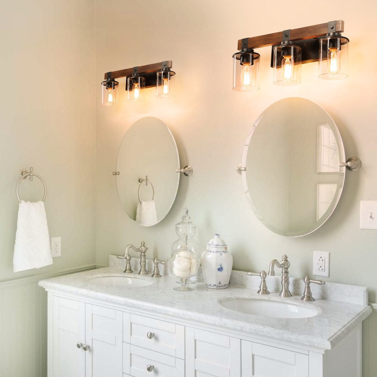 3-Lights Farmhouse Vanity Lights,Rustic Bathroom Light