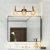 3-Lights Vanity Bathroom Lamp in Black with Bubble Glass Shades
