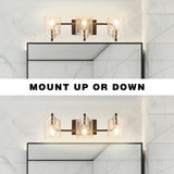 3-Lights Vanity Bathroom Lamp in Black with Bubble Glass Shades