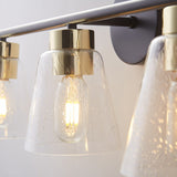 3-Lights Vanity Bathroom Lamp in Black with Bubble Glass Shades