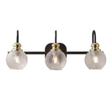 3-Lights Vanity Bathroom Lamp in Black with Bubble Glass Shades