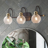 3-Lights Vanity Bathroom Lamp in Black with Bubble Glass Shades