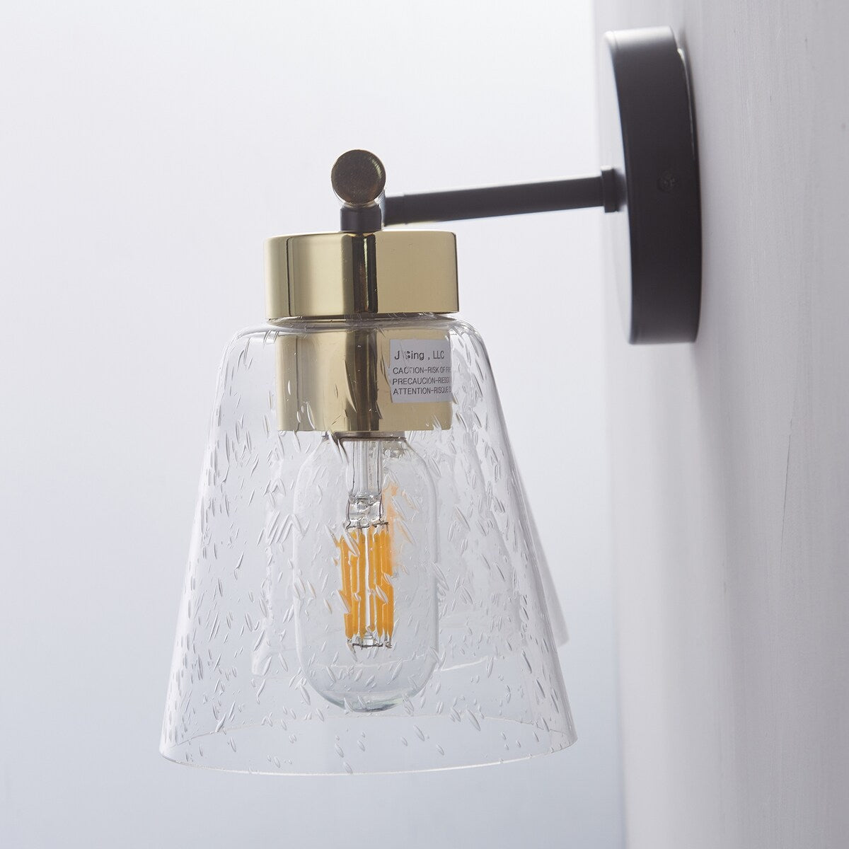3-Lights Vanity Bathroom Lamp in Black with Bubble Glass Shades