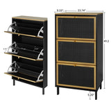 3 Metal Door Shoe Rack,Modern Shoe Storage Cabinet,Metal rattan for Entryway 