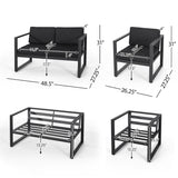 3 PC CHAT SET Patio Sectional Conversation Furniture Set,Modern Seating Set