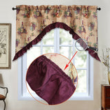 3 Piece Kitchen Curtain Rod Pocket Decorative Window Treatment Valance & Swag Curtain Set