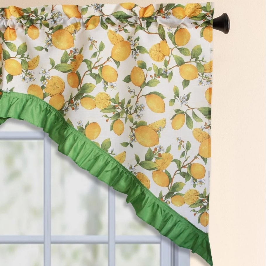3 Piece Kitchen Curtain Rod Pocket Decorative Window Treatment Valance & Swag Curtain Set