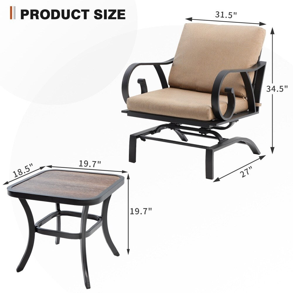 3 PCS Outdoor Furniture Conversation Set