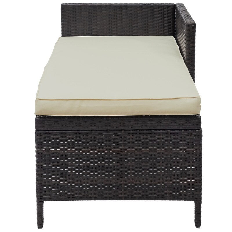 3 PCS Outdoor Rattan Furniture Sofa Set with Beige cushions and table