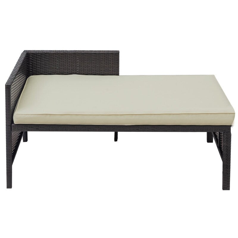 3 PCS Outdoor Rattan Furniture Sofa Set with Beige cushions and table