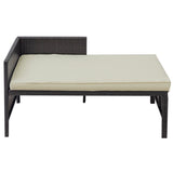 3 PCS Outdoor Rattan Furniture Sofa Set with Beige cushions and table