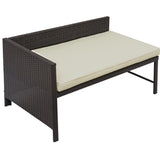 3 PCS Outdoor Rattan Furniture Sofa Set with Beige cushions and table