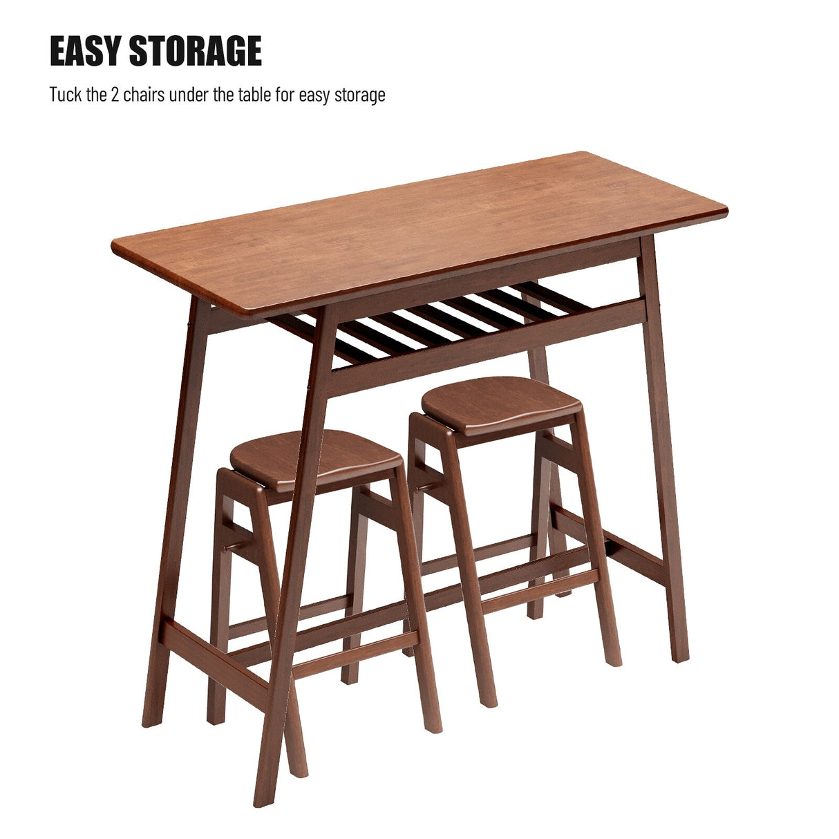 3 PCS Pub Dining Set Retro Bar Table and Stools