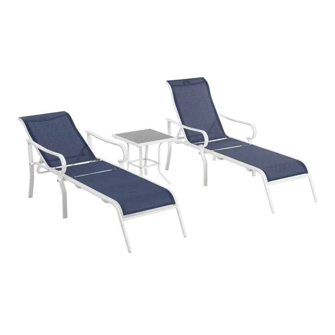 3 Pack Outdoor Patio Lounge Chair,with 5 Adjustable Backrest - 61.8"*25.1"*39.3"