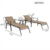 3 Pack Outdoor Patio Lounge Chair,with 5 Adjustable Backrest - 61.8"*25.1"*39.3"