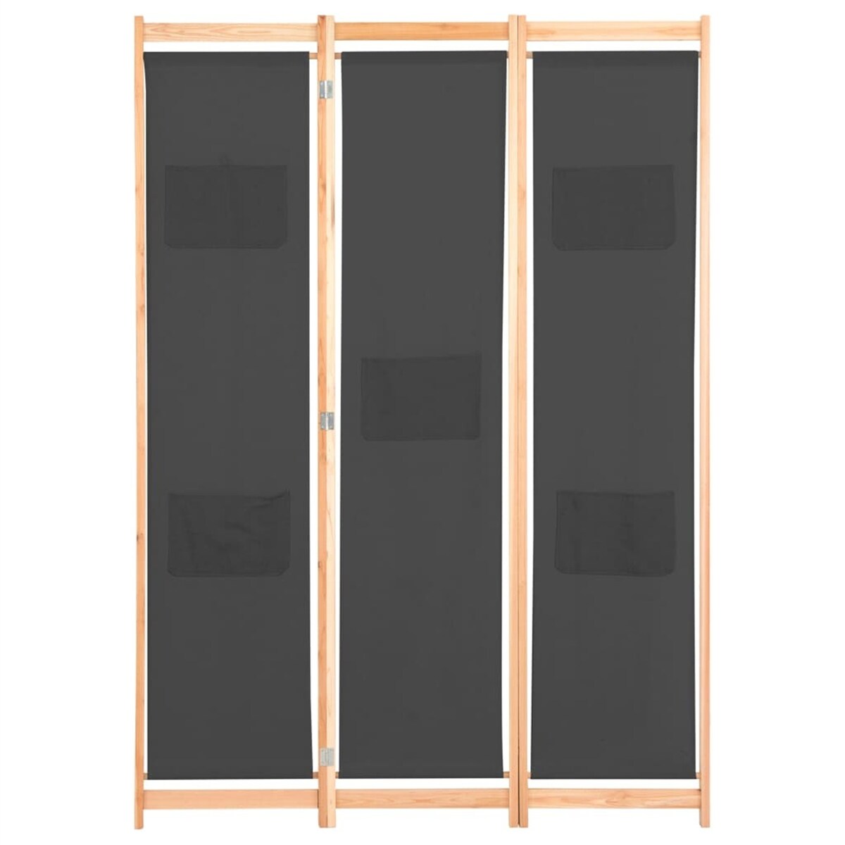 3-Panel Room Divider Fabric Screen Gray
