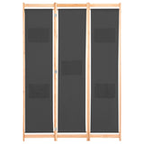 3-Panel Room Divider Fabric Screen Gray