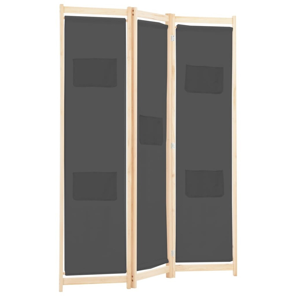 3-Panel Room Divider Fabric Screen Gray