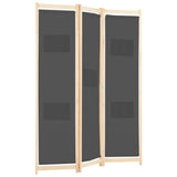 3-Panel Room Divider Fabric Screen Gray