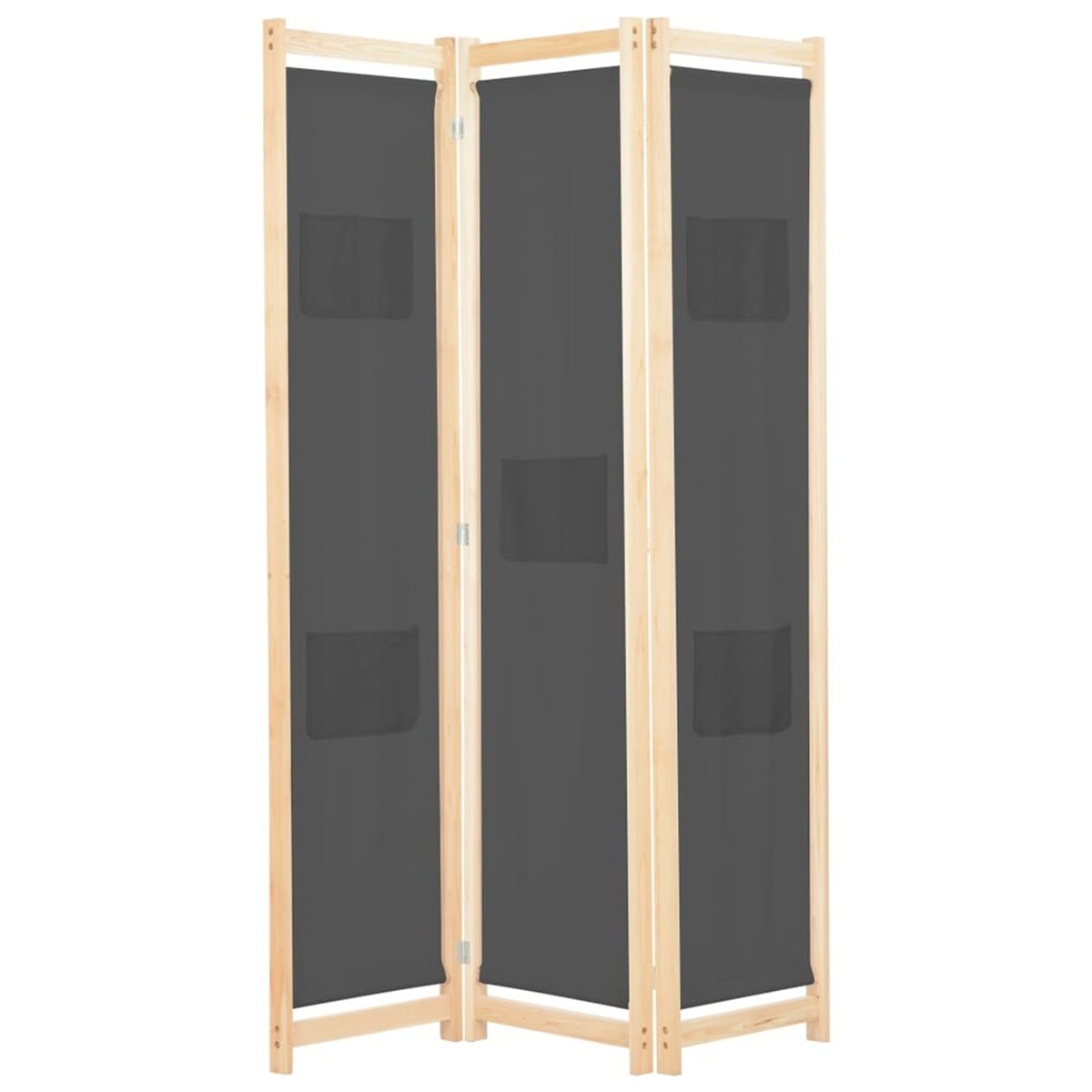 3-Panel Room Divider Fabric Screen Gray