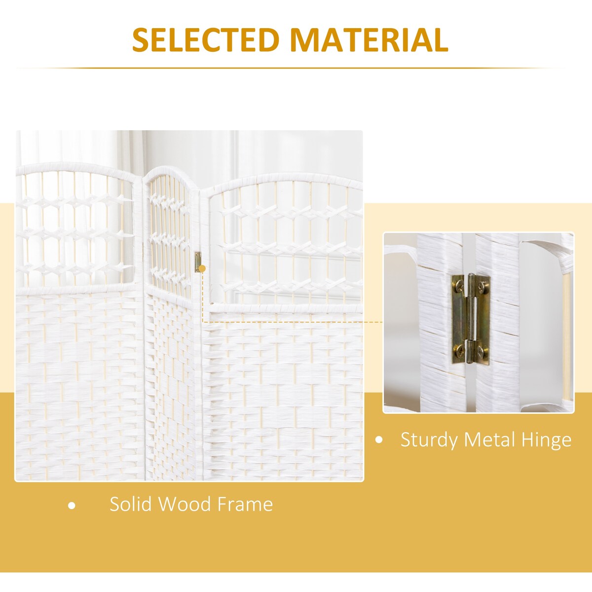 3 Panel Room Divider, Folding Privacy Screen, 5.6' Room Separator, Wave Fiber Freestanding Partition Wall Divider