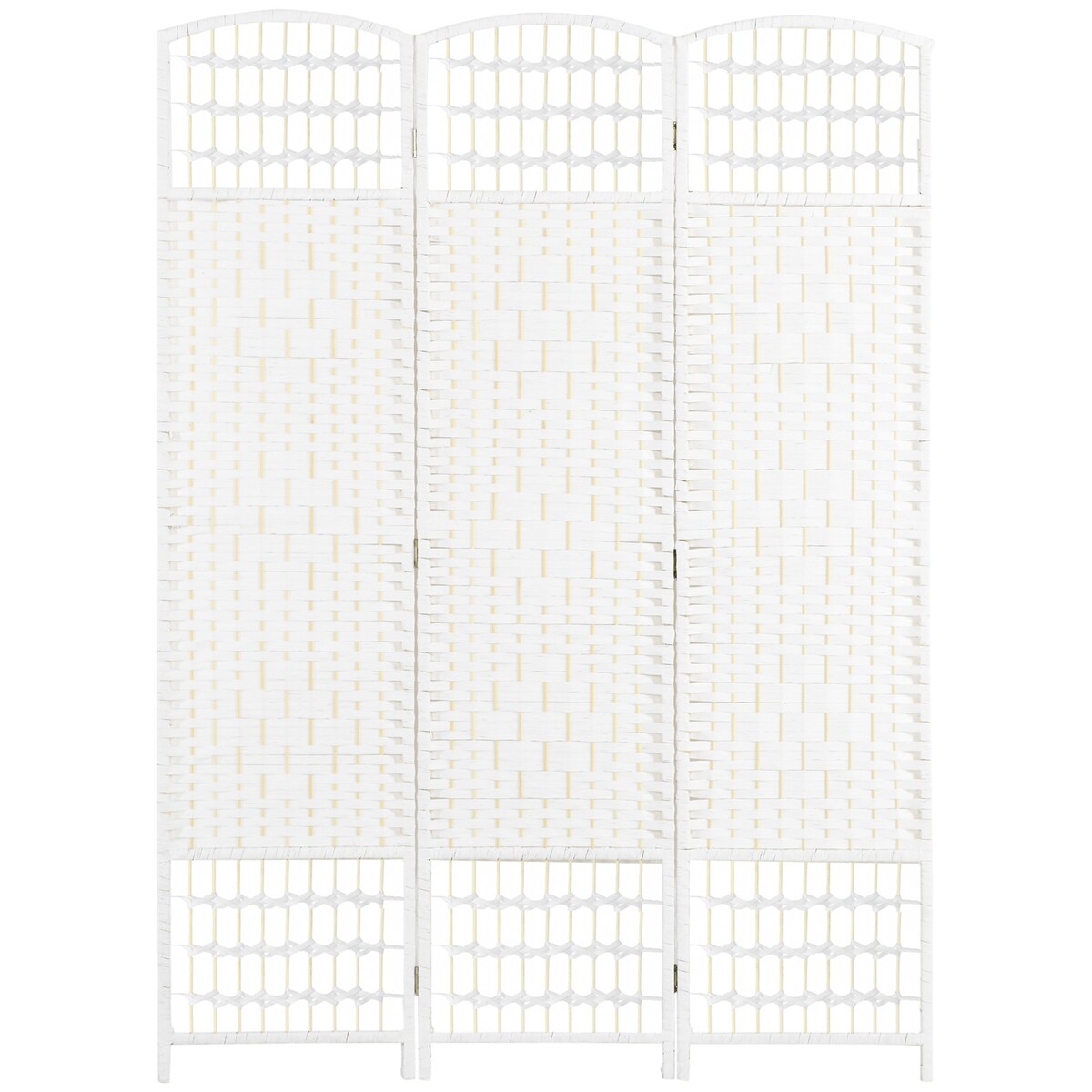 3 Panel Room Divider, Folding Privacy Screen, 5.6' Room Separator, Wave Fiber Freestanding Partition Wall Divider