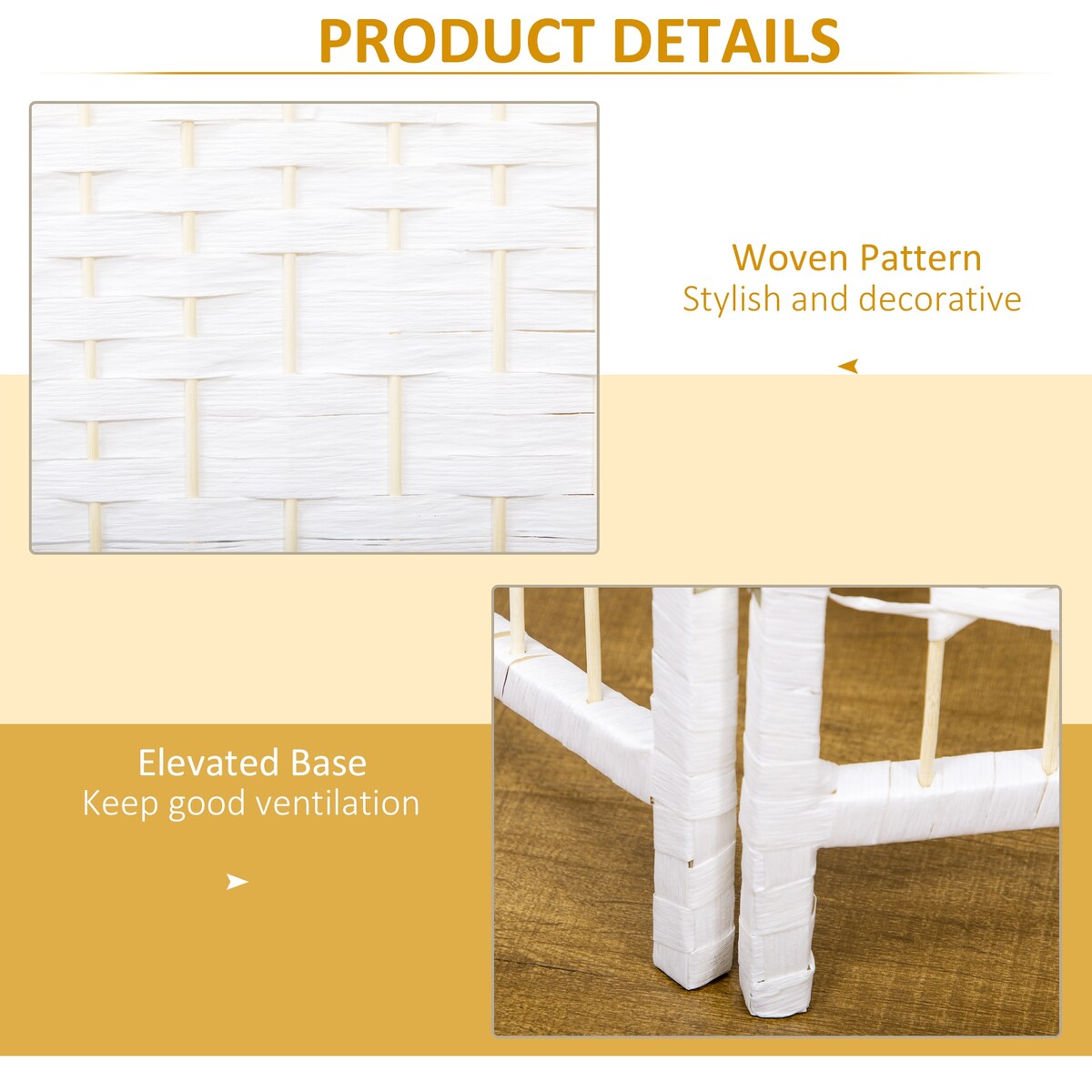 3 Panel Room Divider, Folding Privacy Screen, 5.6' Room Separator, Wave Fiber Freestanding Partition Wall Divider