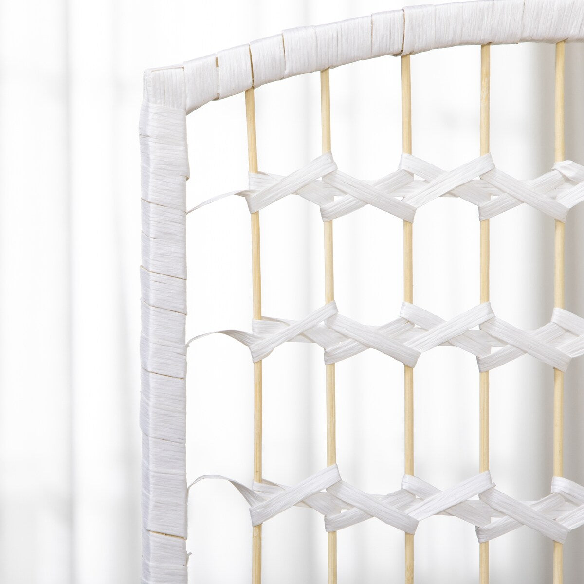 3 Panel Room Divider, Folding Privacy Screen, 5.6' Room Separator, Wave Fiber Freestanding Partition Wall Divider