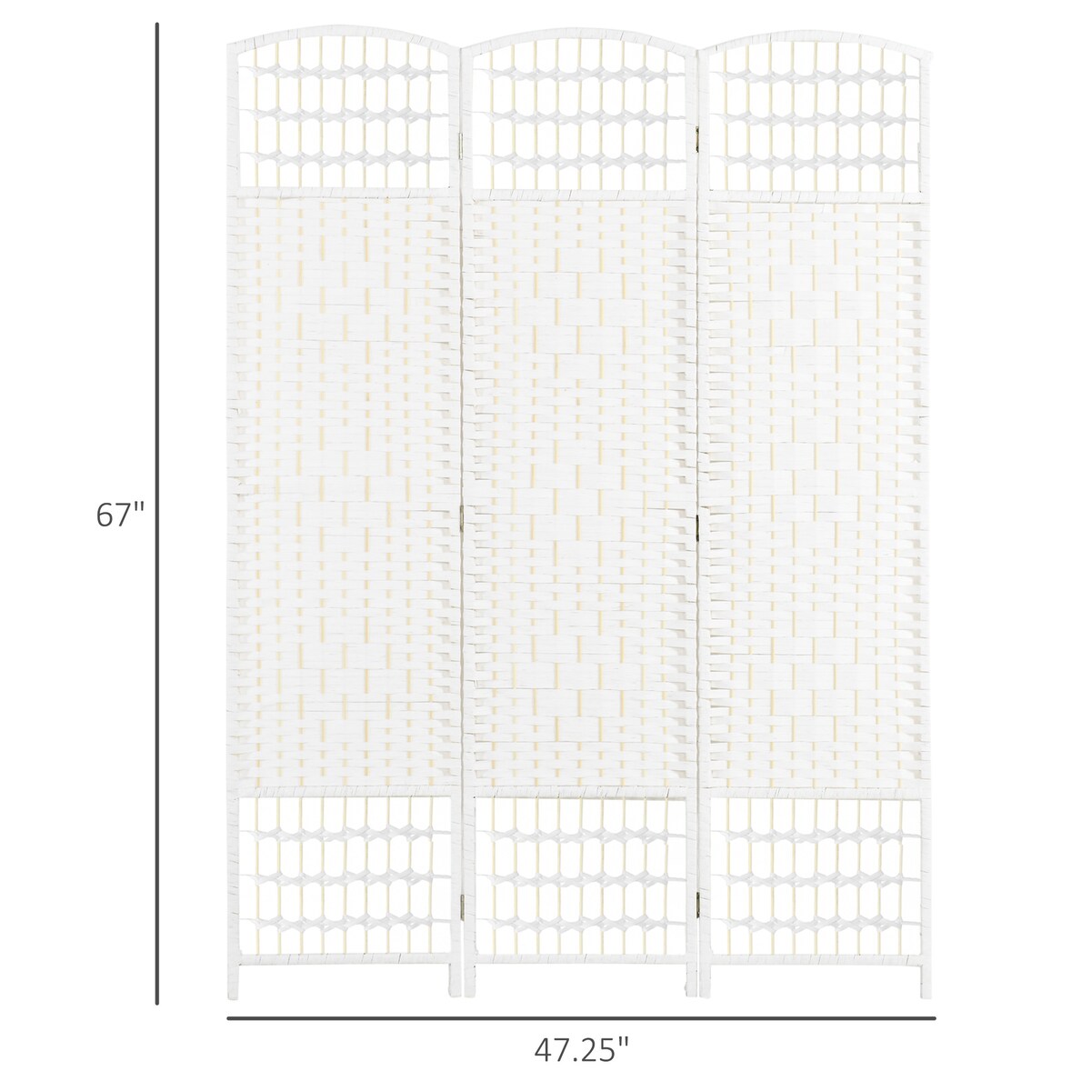 3 Panel Room Divider, Folding Privacy Screen, 5.6' Room Separator, Wave Fiber Freestanding Partition Wall Divider