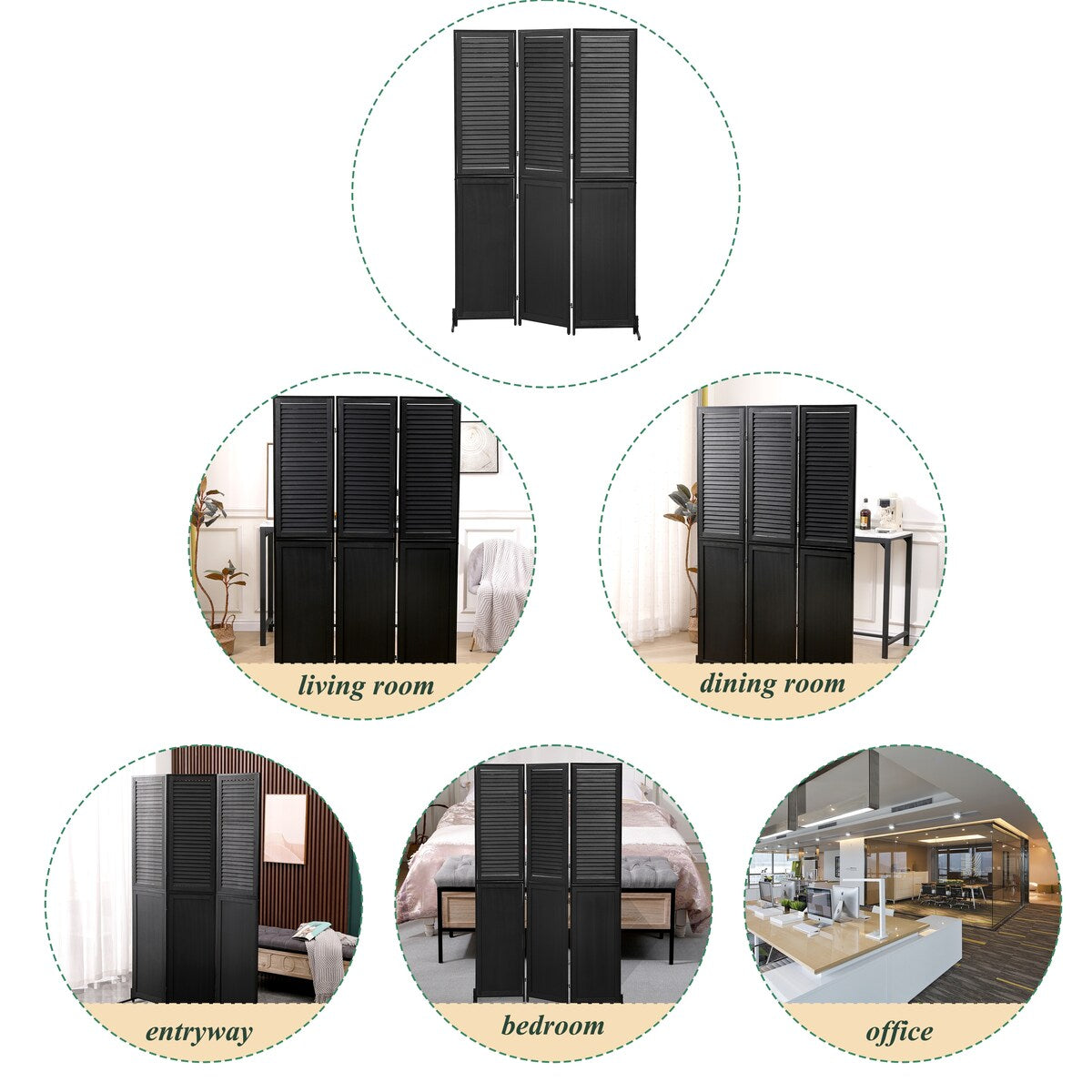 3 Panel Room Dividers and Folding Privacy Screen Natural Wooden Room Partitions 6ft Wall Divider for Room Separation