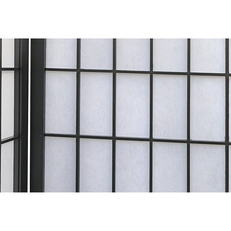 3 Panel Wood Framed Paper Screen (Black)