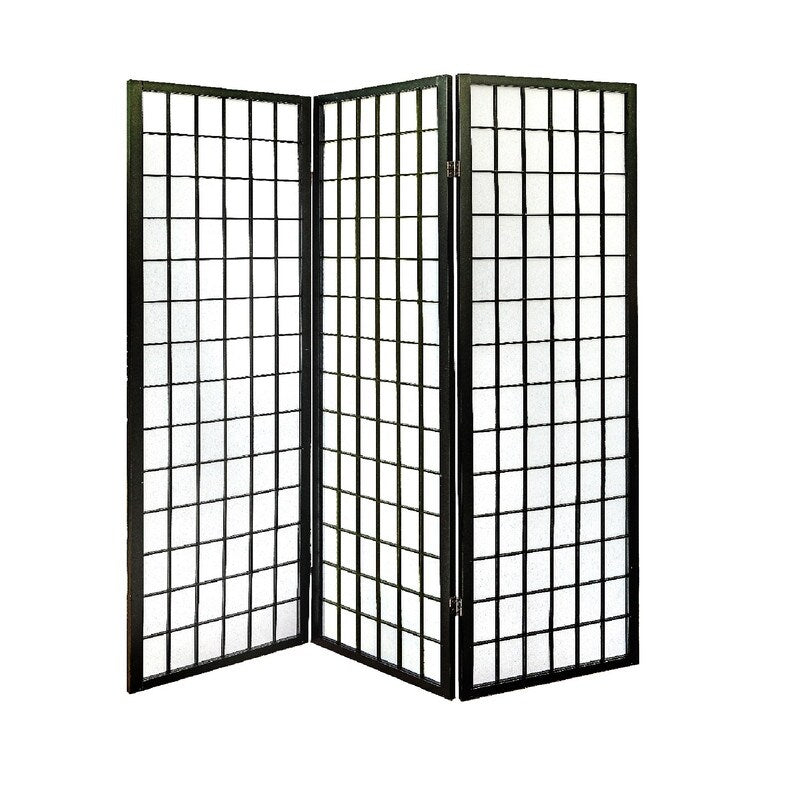 3 Panel Wood Framed Paper Screen (Black)