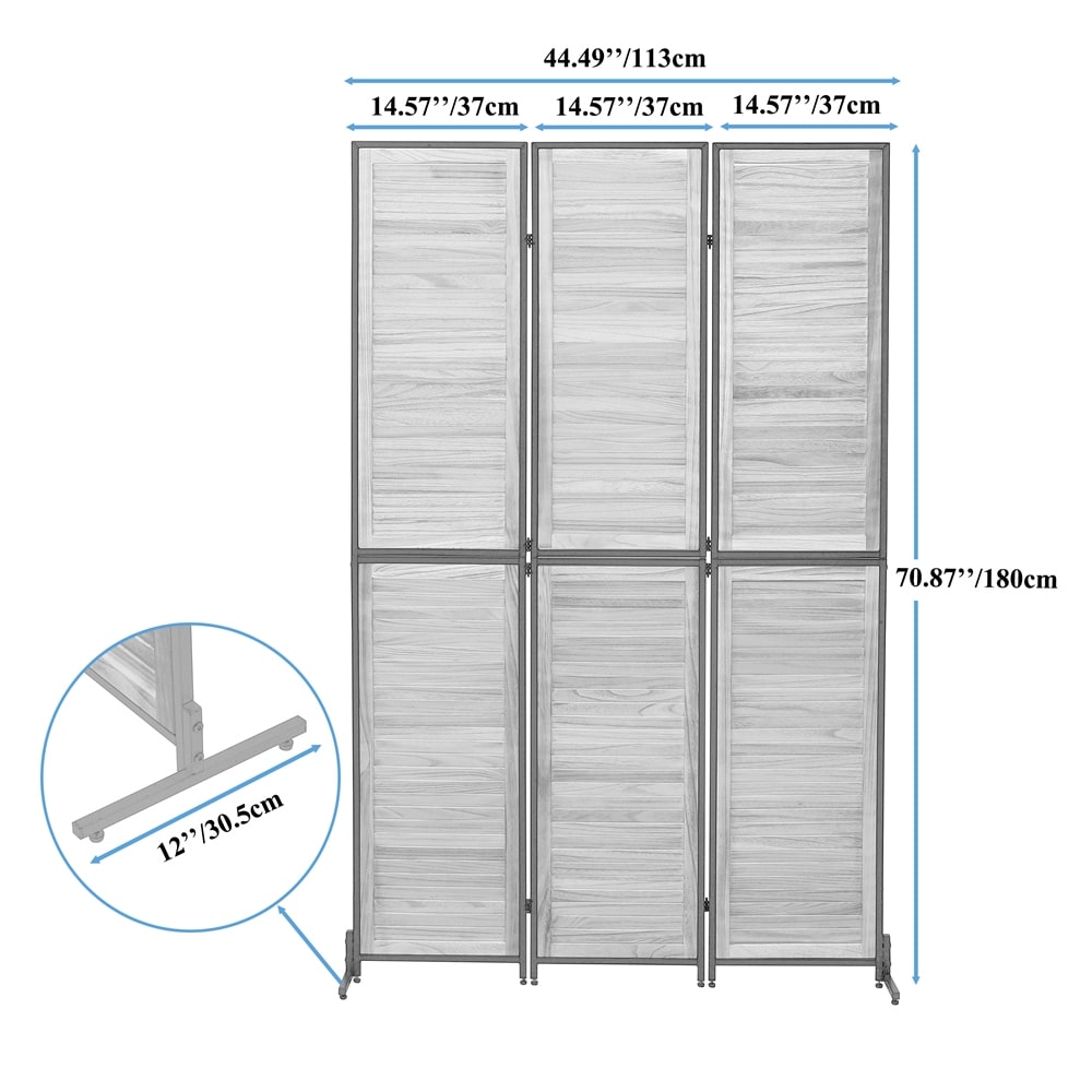 3 Panel Wooden Room Dividers Folding Privacy Screen