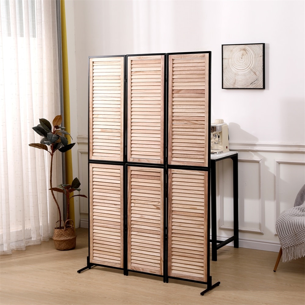 3 Panel Wooden Room Dividers Folding Privacy Screen