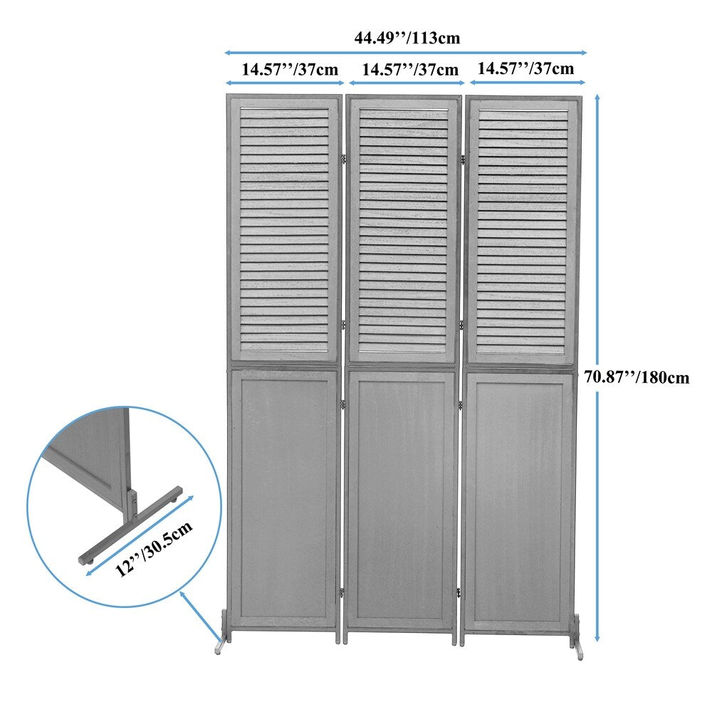 3 Panel Wooden Room Dividers Folding Privacy Screen