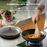 3 Pcs - 8 Inch, 10 Inch and 12 Inch Frying Pans Nonstick with Lid