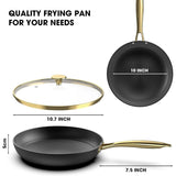 3 Pcs - 8 Inch, 10 Inch and 12 Inch Frying Pans Nonstick with Lid