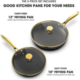 3 Pcs - 8 Inch, 10 Inch and 12 Inch Frying Pans Nonstick with Lid