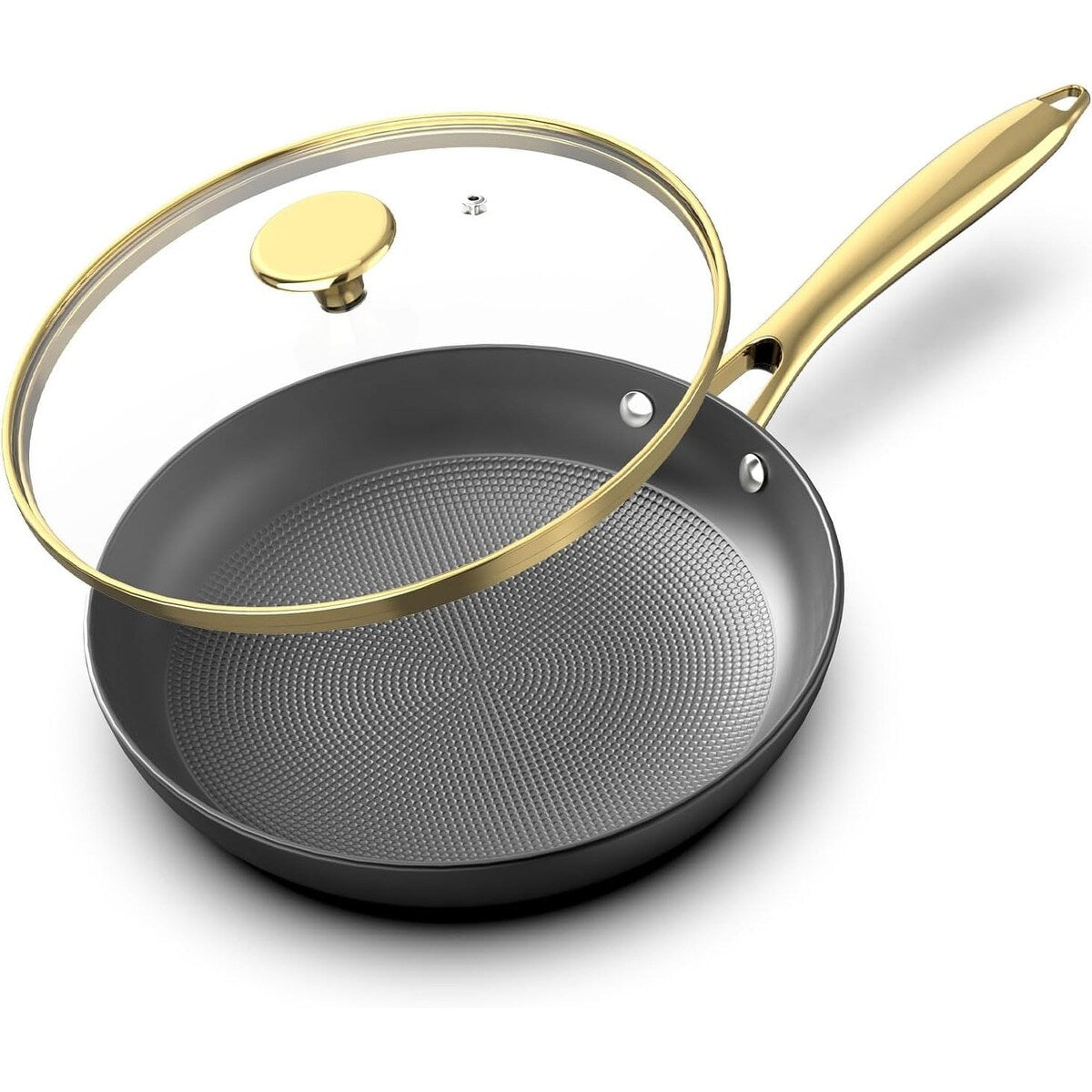 3 Pcs - 8 Inch, 10 Inch and 12 Inch Frying Pans Nonstick with Lid