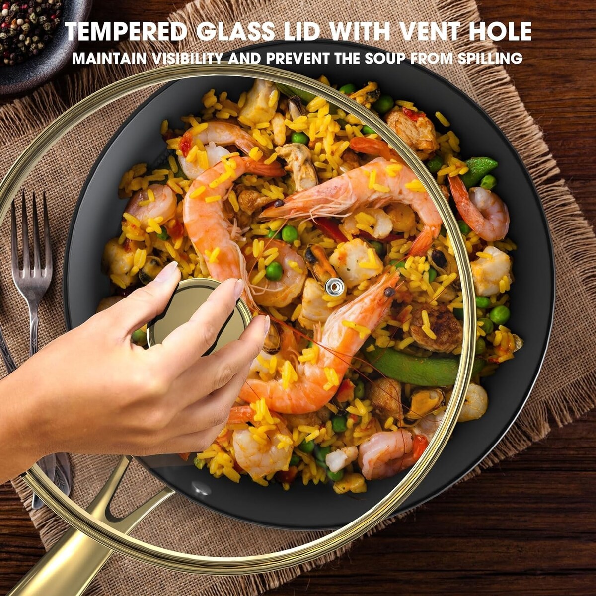 3 Pcs - 8 Inch, 10 Inch and 12 Inch Frying Pans Nonstick with Lid