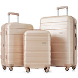 3 Pcs Luggage Set, Expandable ABS Hardshell Suitcases Spinner Wheels with TSA Lock 20''24''28''