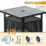 MAISON ARTS 3-Pcs Outdoor Dining Set, 2 Steel Swivel Dining Chair with Cushion and 1 Black Small Metal Square Coffee Table