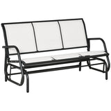 3-Person Patio Glider Bench, Outdoor Porch Glider Swing with 3 Seats, Breathable Mesh Fabric, Metal Frame