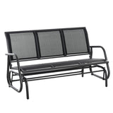 3-Person Patio Glider Bench, Outdoor Porch Glider Swing with 3 Seats, Breathable Mesh Fabric, Metal Frame