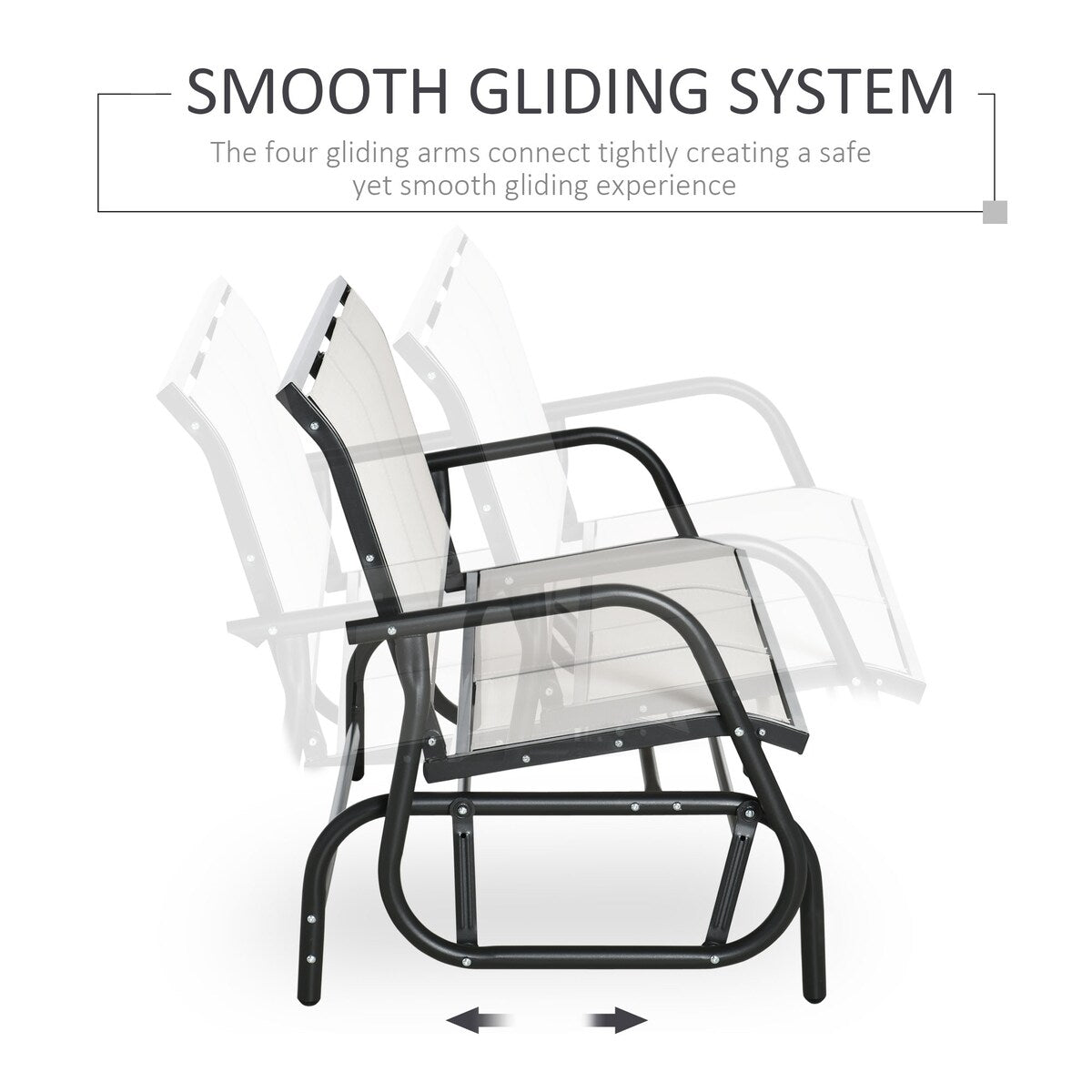 3-Person Patio Glider Bench, Outdoor Porch Glider Swing with 3 Seats, Breathable Mesh Fabric, Metal Frame