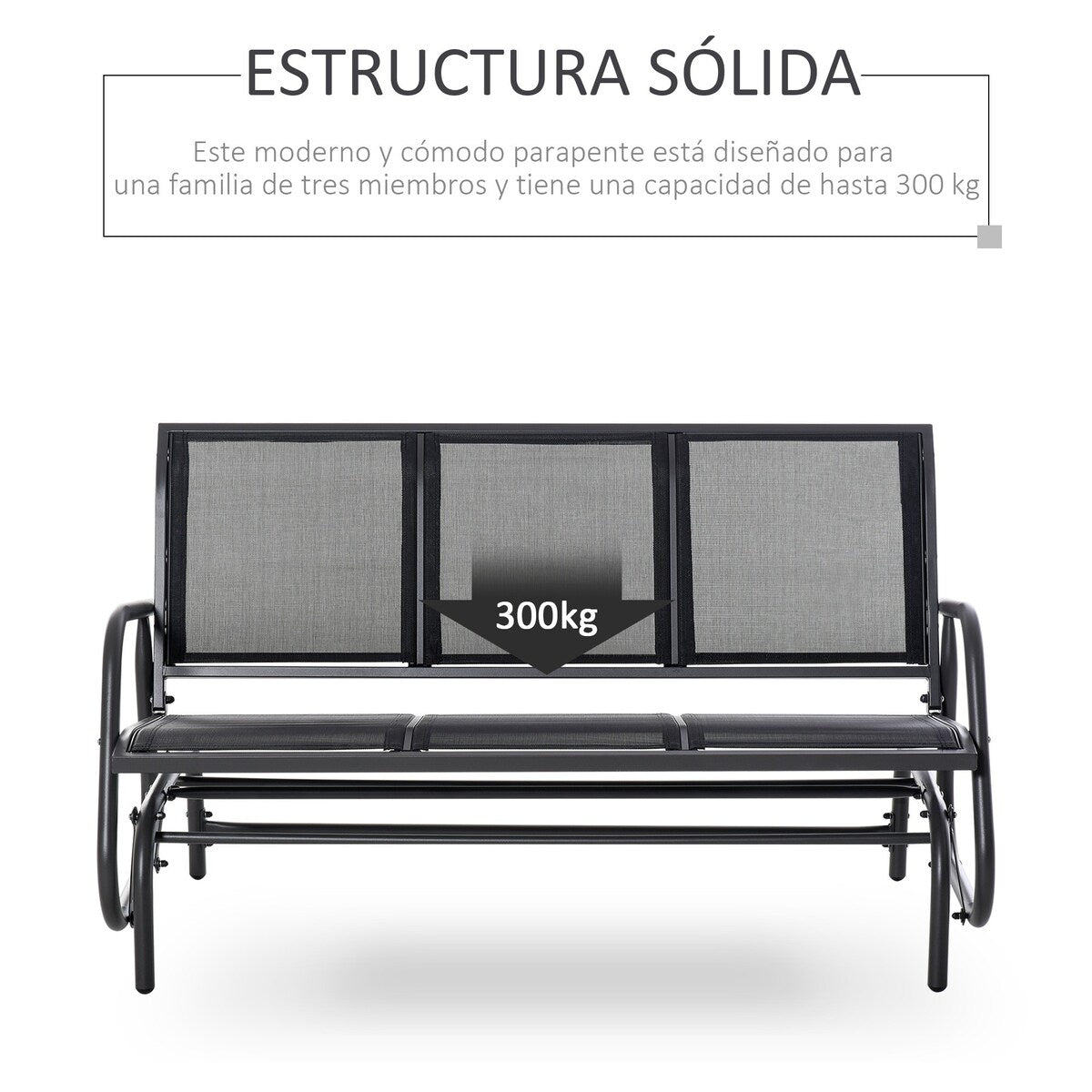 3-Person Patio Glider Bench, Outdoor Porch Glider Swing with 3 Seats, Breathable Mesh Fabric, Metal Frame